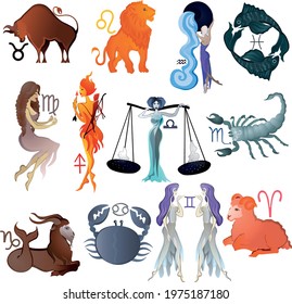 12 zodiac signs that have a distinctive individual design will be an ideal decoration for your astrological site or page.