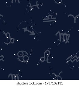 12 Zodiac Sings seamless pattern