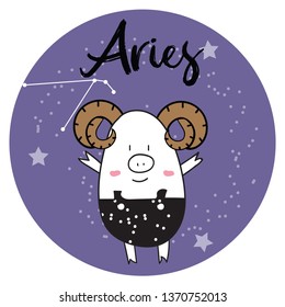12 Zodiac symbol with cute pigs colorfull