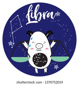 12 Zodiac symbol with cute pigs colorfull