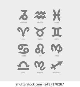 12 zodiac symbols in vector form