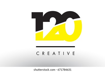 120 Black and Yellow Number Logo Design cut in half.