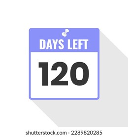 120 Tage Linker Countdown-Symbol für Verkäufe. 120 Tage verbleiben, um Werbebanner zu verwenden