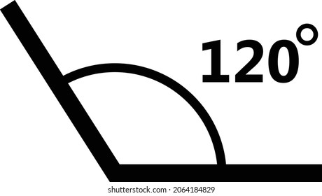120 degree angle icon on white background. angle measurement sign. angle symbol. flat style.