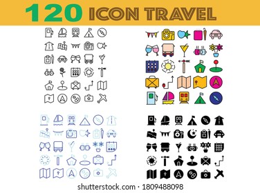 120 Icon Travel for any purposes website mobile app presentation