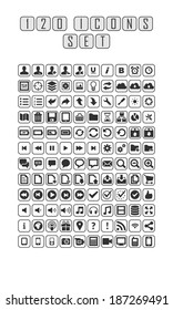 120 Icons Multimedia, Internet Vector Set