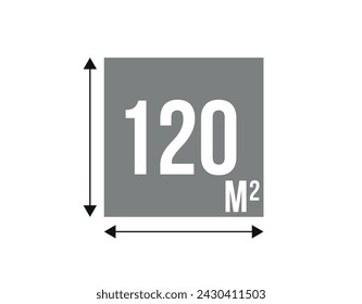 120 m. Vector 120 metros cuadrados de construcción, área de concepto y espacio de trabajo