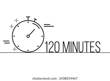 120-Minuten-Timer-Symbol. Stoppuhr-Zeitzeichen. Uhrensymbolvektor für Zeitsteuerung