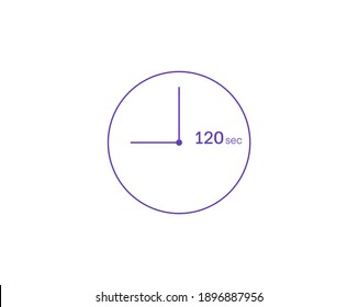The 120 seconds, Timer 120 sec icon, stopwatch vector icon. Clock and watch, timer, countdown symbol