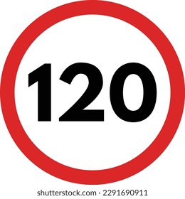 120 speed limit road sign icon. Traffic signs vector .Road sign of 120 speed limit . 