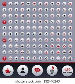 120 vector Universal Icons for Web and Mobile applications with creative butterflies elements