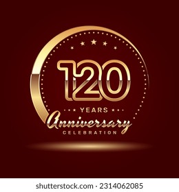 120 year anniversary celebration logo design with a number and golden ring concept, logo vector template