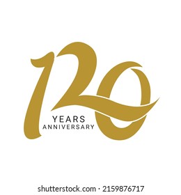 120 Year Anniversary Logo, Golden Color, Vector Template Design element for birthday, invitation, wedding, jubilee and greeting card illustration.