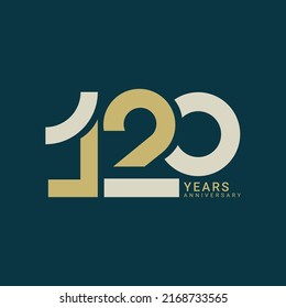 120 Year Anniversary Logo, Golden Color, Vector Template Design element for birthday, invitation, wedding, jubilee and greeting card illustration.