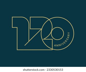 120 Year Anniversary Logo, Golden Color, Vector Template Design element for birthday, invitation, wedding, jubilee and greeting card illustration.