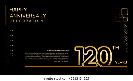 120 year anniversary template with gold color number and text, vector template