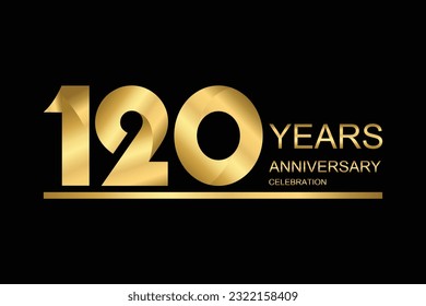 120 year anniversary vector banner template. gold icon isolated on black background.