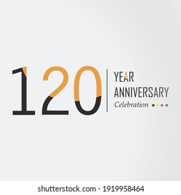 120 Year Anniversary Vector Template Design Illustration Black Orange Elegant White Background