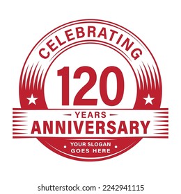 120 years anniversary celebration design template. 120th logo vector illustrations.