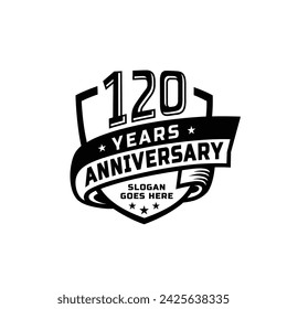 120 years anniversary celebration design template. 120th anniversary logo. Vector and illustration.