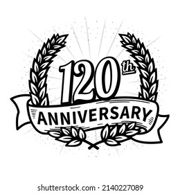 120 years anniversary celebration logotype. 120th anniversary logo. Vector and illustration.