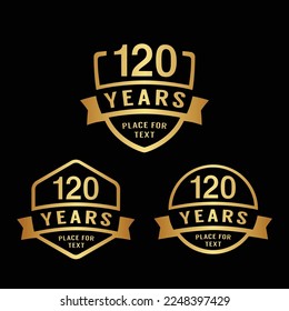 120 years anniversary celebration logotype. 120th anniversary logo collection. Set of anniversary design template. Vector illustration.	