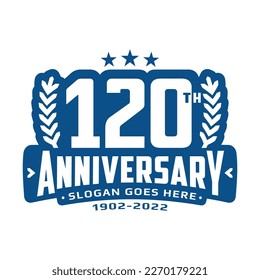 120 years anniversary logo design template. 120th anniversary celebration logotype. Vector and illustration.