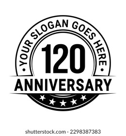 120 years anniversary logo design template. 120th anniversary celebrating logotype. Vector and illustration.