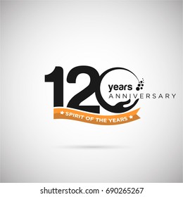 120 Years Anniversary Logo Template with ribbon