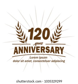 120 years anniversary logo. Vector and illustration.