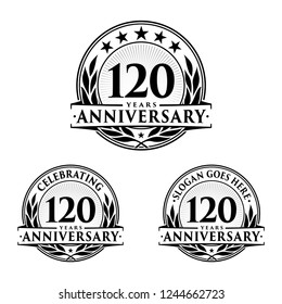 120 years anniversary set. 120th celebration logo collection. Vector and illustration. 