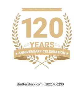 120 years anniversary vector icon, logo. Graphic design element with number and text composition for 120th anniversary