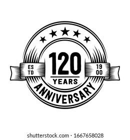 120 years logo design template. 120th anniversary vector and illustration.