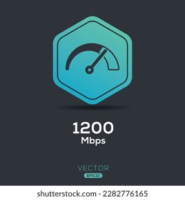 (1200 Mbps) Megabits per second Icon, Vector sign.