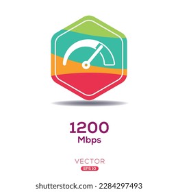 Megabits (1200 Mbps) por segundo Icono, señal de vector.