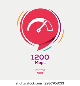 Megabits (1200 Mbps) por segundo Icono, señal de vector.