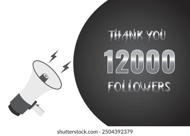 12000 OR 12K followers celebration. Thank you 12000   followers congratulation template banner. banner for social 12K friends and followers. celebrate subscribers and followers.
