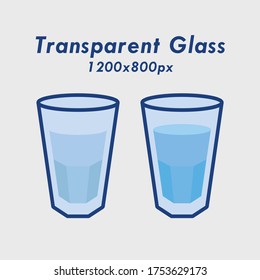 1200x800 pixels size Simple Vector Design Illustration of Transparent Glass with and without Water