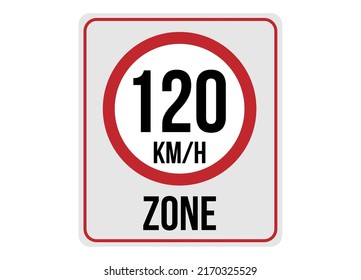 120km h speed limit zone. Vector illustration.