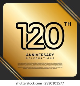 120th anniversary celebration template design with simple and luxury style in golden color, vector template