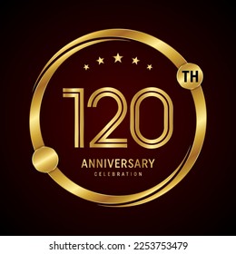 120th anniversary logo design concept with golden ring. Logo Vector Template