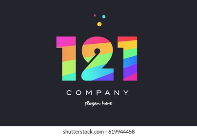 121 creative color green orange blue magenta pink number digit company logo vector icon spectrum
