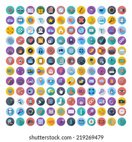 121 Social media and network icons. Vector illustration.