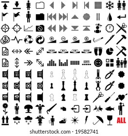 121 vector pictograms. Black-and-white contour. Set 3. See also file ID: 19492345, 19490242, 19828627