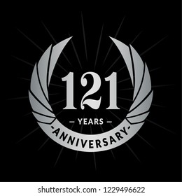 121 years anniversary. Elegant anniversary design. 121 years logo.