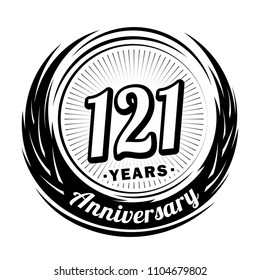 121 years anniversary. Anniversary logo design. 121 years logo.