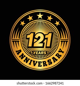 121 años. Diseño del logo del aniversario. Vector e ilustración.