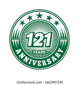 121 years anniversary. Anniversary logo design. Vector and illustration.