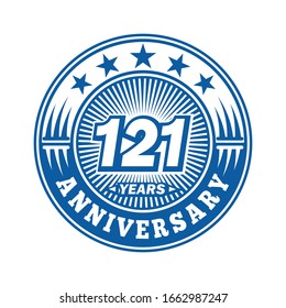 121 years anniversary. Anniversary logo design. Vector and illustration.