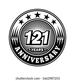 121 years anniversary. Anniversary logo design. Vector and illustration.